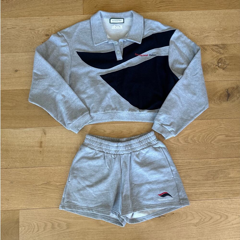Recreational Habits x Keds - Cropped Polo Pullover & Shorts in Gray & Black